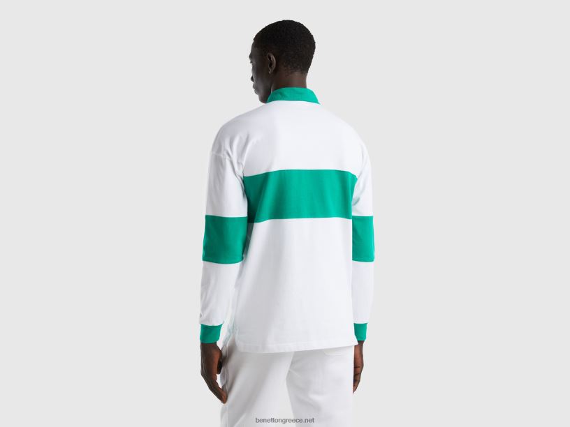 ράγκμπι πόλο από οργανικό βαμβάκι J8TLD4591 Benetton άνδρες πράσινος