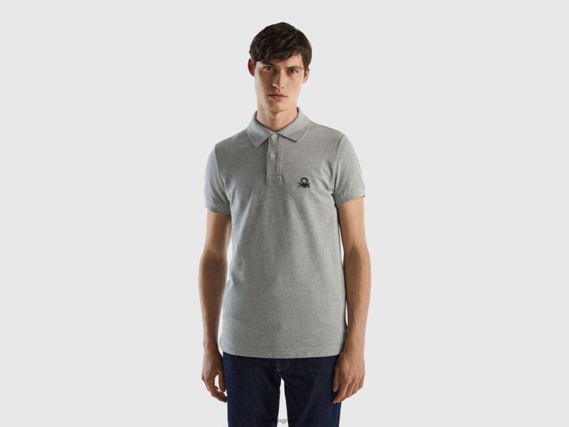 m茅lange γκρι slim fit polo J8TLD1403 Benetton άνδρες ανοιχτό γκρι