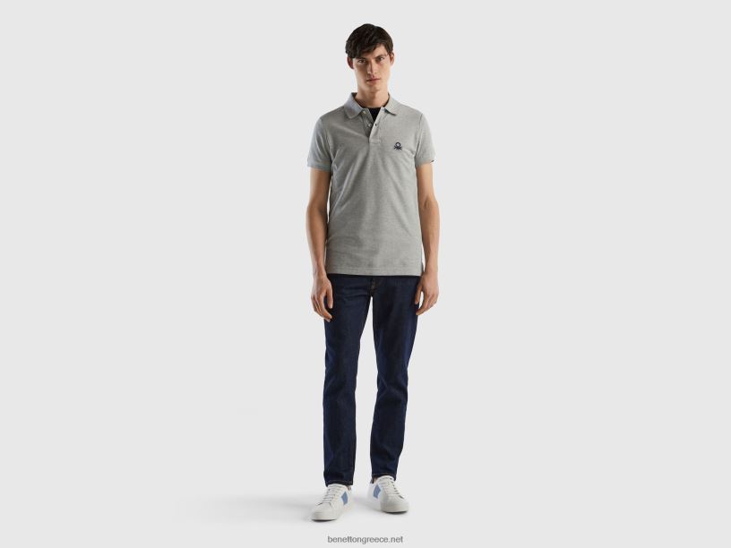 m茅lange γκρι slim fit polo J8TLD1403 Benetton άνδρες ανοιχτό γκρι