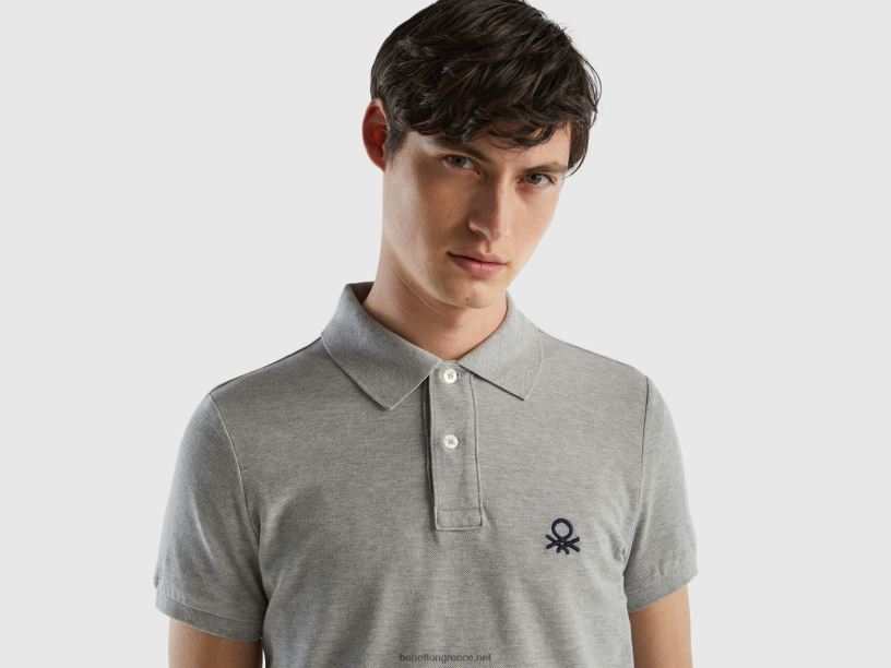 m茅lange γκρι slim fit polo J8TLD1403 Benetton άνδρες ανοιχτό γκρι