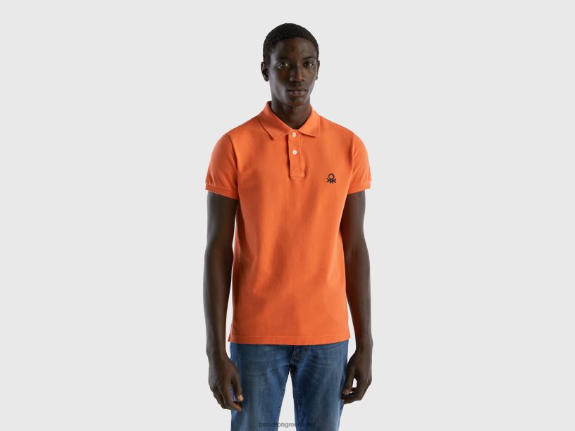 πορτοκαλί slim fit polo J8TLD4588 Benetton άνδρες πορτοκάλι