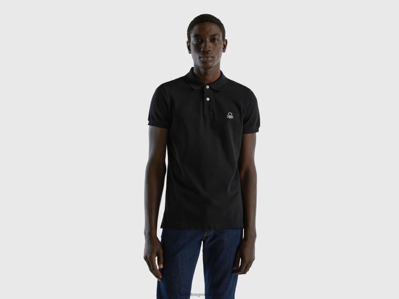 μαύρο slim fit polo J8TLD4606 Benetton άνδρες μαύρος