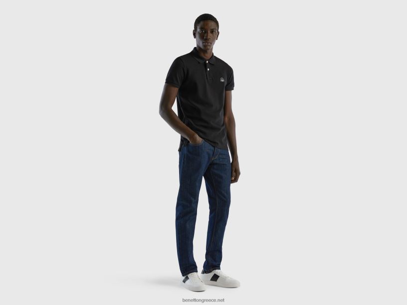 μαύρο slim fit polo J8TLD4606 Benetton άνδρες μαύρος