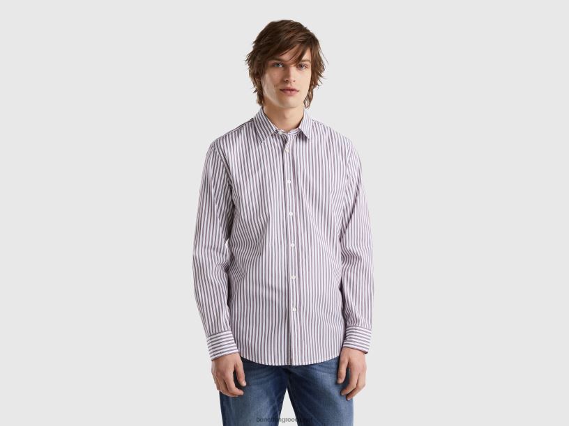 Πουκάμισο με μοτίβο από 100% οργανικό βαμβάκι J8TLD1344 Benetton άνδρες πολύχρωμο