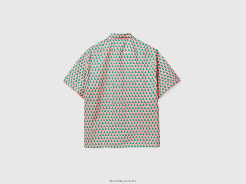 ροζ πουκάμισο με μοτίβο αχλαδιού J8TLD4536 Benetton άνδρες ροζ