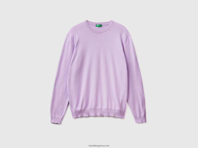Πουλόβερ με λαιμόκοψη από 100% βαμβάκι J8TLD1174 Benetton άνδρες πασχαλιά