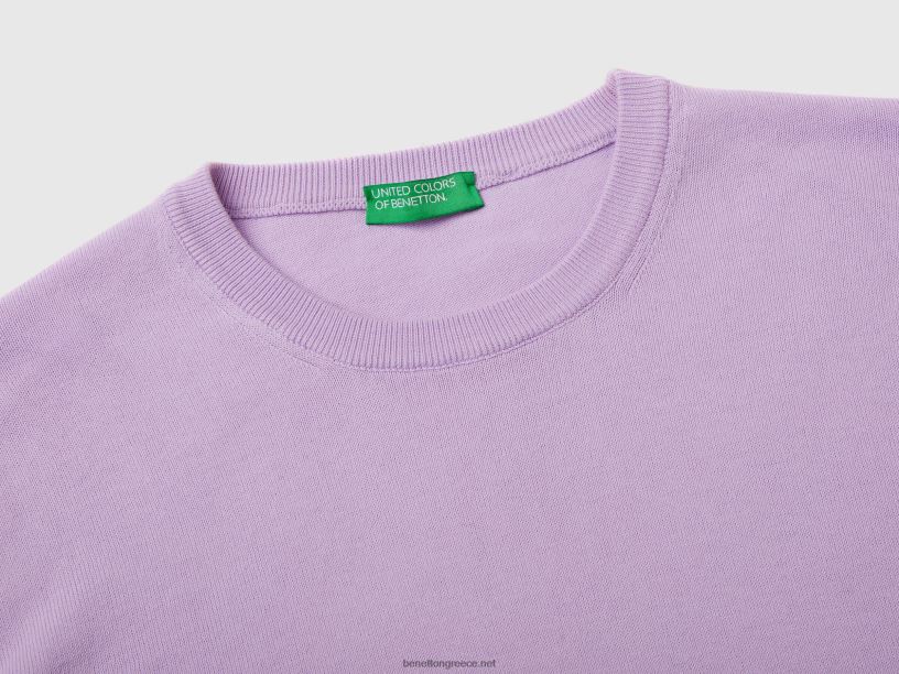 Πουλόβερ με λαιμόκοψη από 100% βαμβάκι J8TLD1174 Benetton άνδρες πασχαλιά