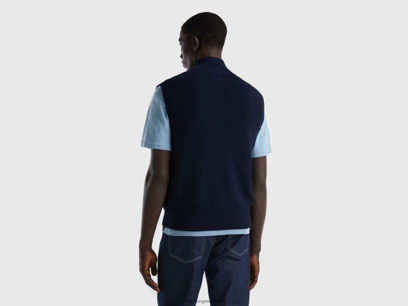 Γιλέκο ζιβάγκο με φερμουάρ J8TLD1126 Benetton άνδρες σκούρο μπλε