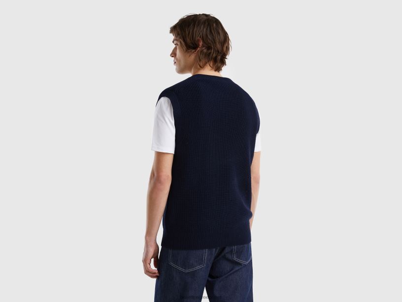 γιλέκο από καθαρό βαμβάκι J8TLD1147 Benetton άνδρες σκούρο μπλε