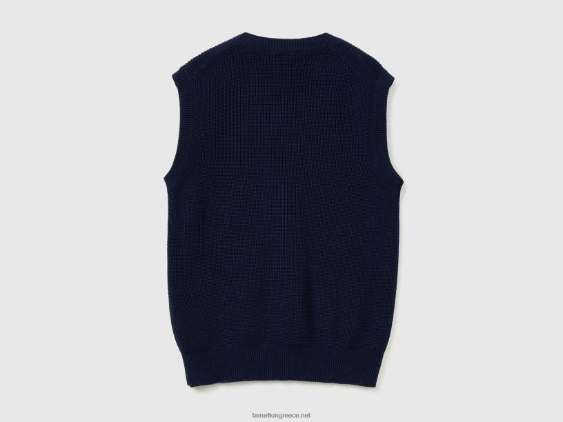 γιλέκο από καθαρό βαμβάκι J8TLD1147 Benetton άνδρες σκούρο μπλε