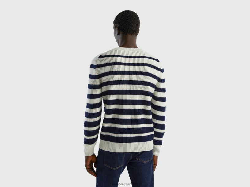 ριγέ πουλόβερ σε μείγμα μαλλί J8TLD4365 Benetton άνδρες μαύρος