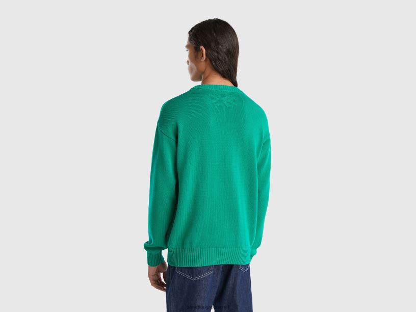 πράσινο πουλόβερ με ένθετο αχλάδι J8TLD4388 Benetton άνδρες πράσινος