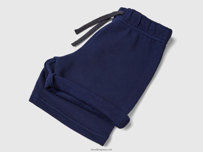 βερμούδες από 100% οργανικό βαμβάκι J8TLD2316 Benetton παιδιά σκούρο μπλε