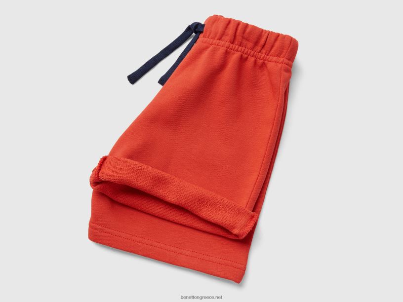 βερμούδες από 100% οργανικό βαμβάκι J8TLD2336 Benetton παιδιά το κόκκινο
