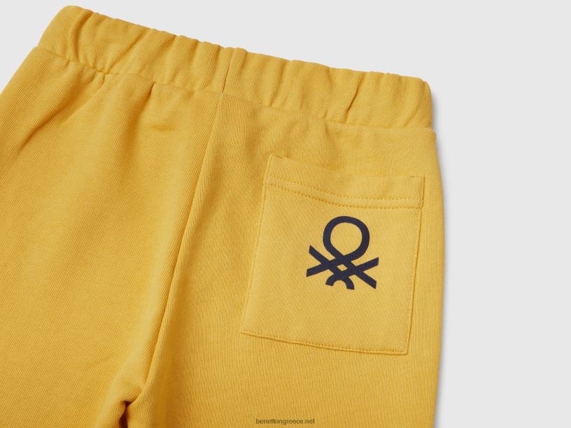 φούτερ με κορδόνι J8TLD2320 Benetton παιδιά κίτρινος