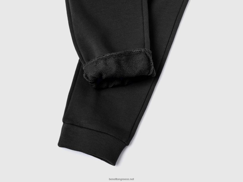 ιδρώτα τζόγκερ από οργανικό βαμβάκι J8TLD2328 Benetton παιδιά μαύρος