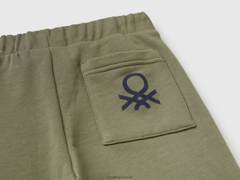 φούτερ με τσέπη J8TLD2343 Benetton παιδιά στρατιωτικό πράσινο