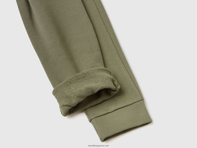 φούτερ με τσέπη J8TLD2343 Benetton παιδιά στρατιωτικό πράσινο