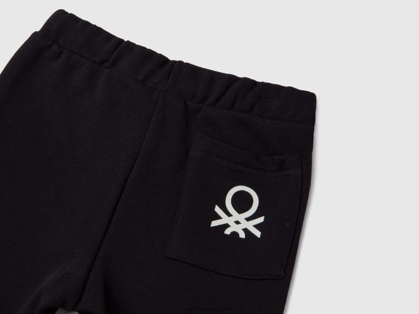 φούτερ με τσέπη J8TLD2345 Benetton παιδιά μαύρος