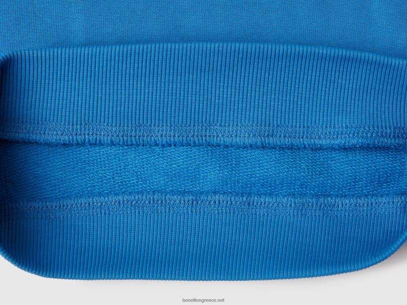 φούτερ από 100% οργανικό βαμβάκι J8TLD5093 Benetton παιδιά γαλάζιο