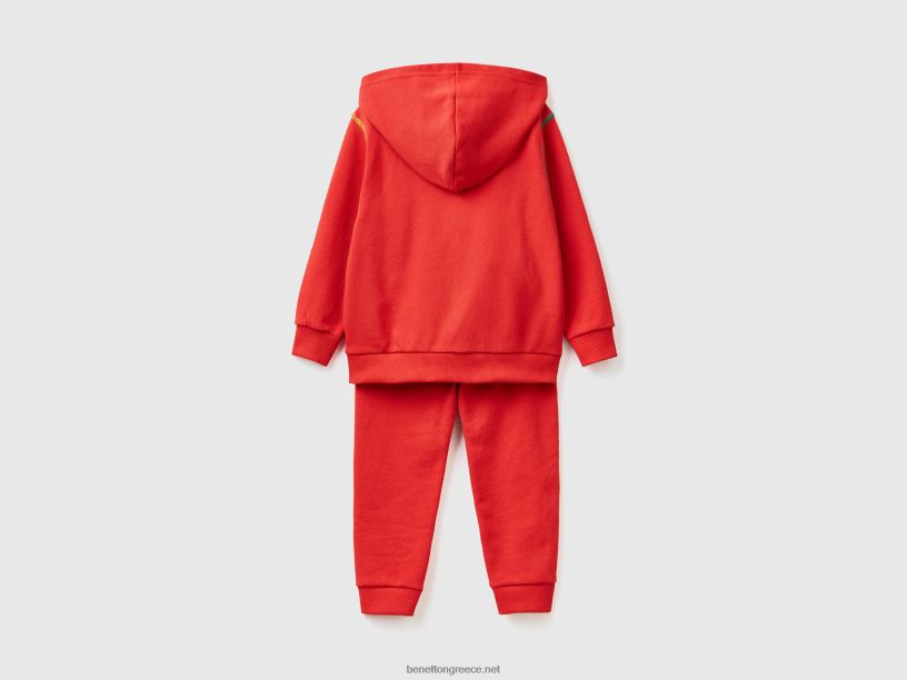 αθλητική φόρμα από 100% βαμβάκι J8TLD5126 Benetton παιδιά το κόκκινο