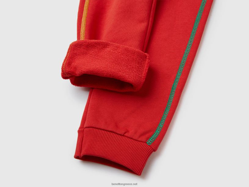 αθλητική φόρμα από 100% βαμβάκι J8TLD5126 Benetton παιδιά το κόκκινο