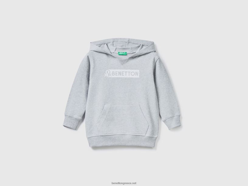 Φούτερ από ελαστικό βιολογικό βαμβάκι J8TLD2253 Benetton παιδιά ανοιχτό γκρι
