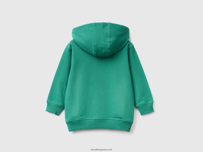 Φούτερ από ελαστικό βιολογικό βαμβάκι J8TLD5097 Benetton παιδιά σκούρο πράσινο