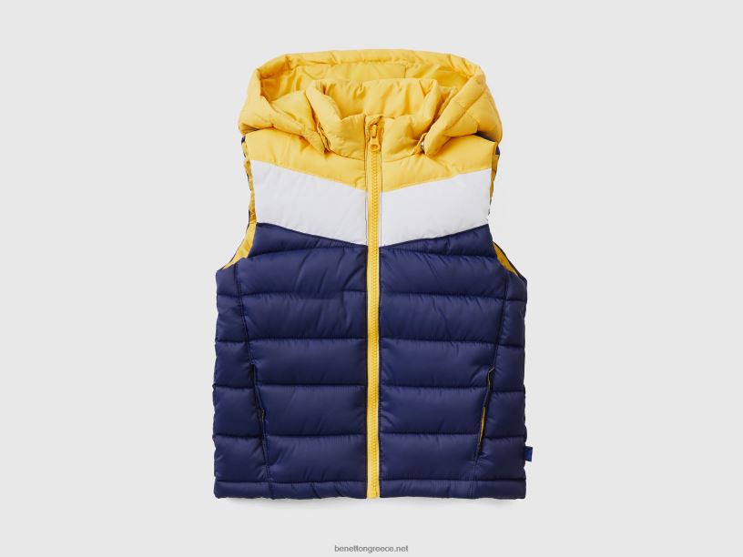 γιλέκο με επένδυση χρώματος J8TLD2115 Benetton παιδιά σκούρο μπλε
