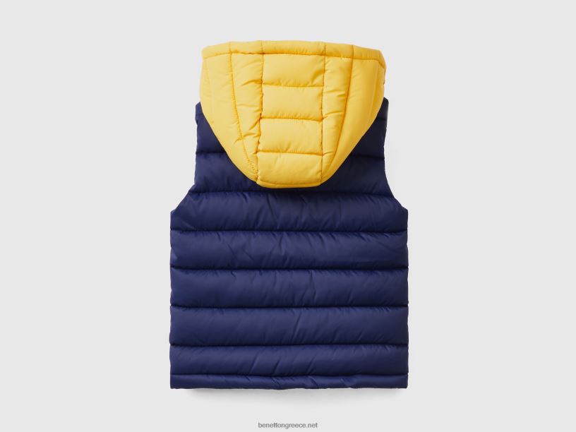 γιλέκο με επένδυση χρώματος J8TLD2115 Benetton παιδιά σκούρο μπλε