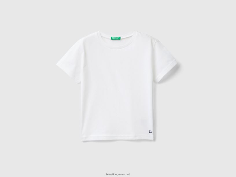 μπλουζάκι από οργανικό βαμβάκι J8TLD2181 Benetton παιδιά άσπρο