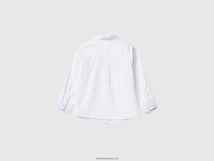 Πουκάμισο με micro σχέδιο με τσέπη J8TLD5031 Benetton παιδιά άσπρο