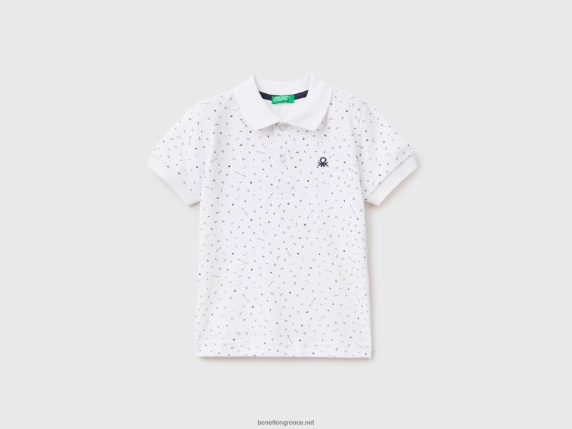 λεπτή εφαρμογή πόλο με μικρο μοτίβο J8TLD2303 Benetton παιδιά άσπρο