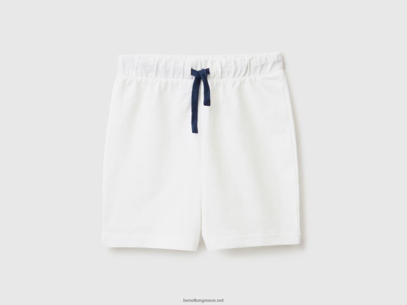 βερμούδες με φανέλα J8TLD2362 Benetton παιδιά άσπρο