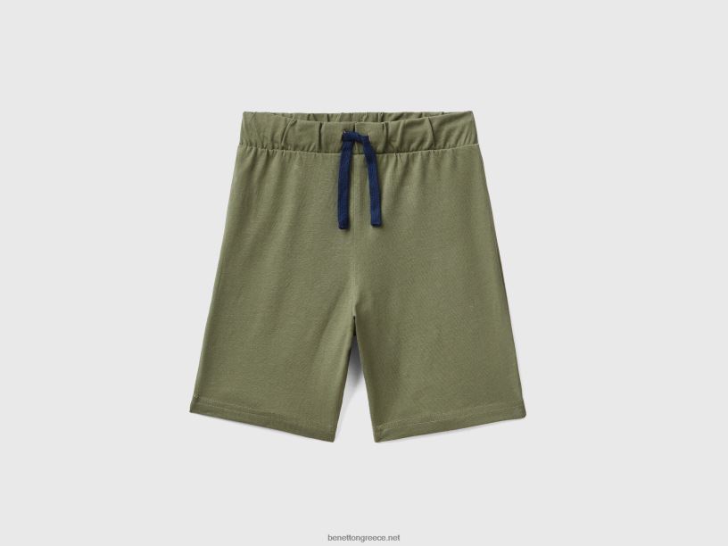 βερμούδες με φανέλα J8TLD2365 Benetton παιδιά στρατιωτικό πράσινο