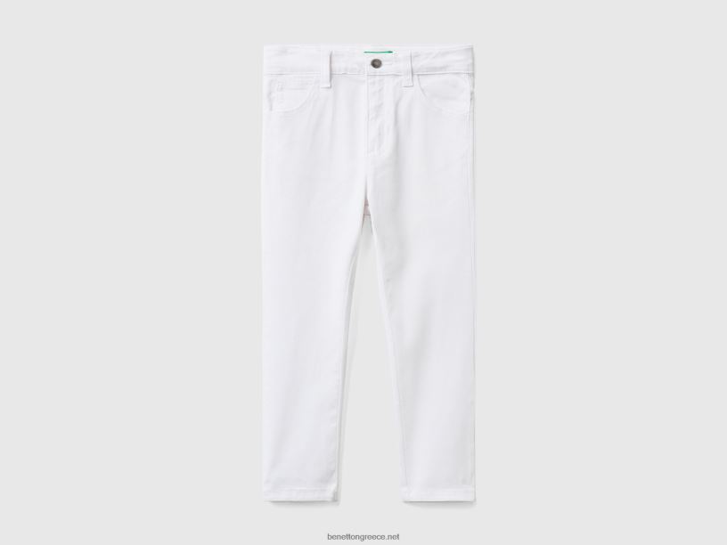 παντελόνι με λεπτή εφαρμογή με πέντε τσέπες J8TLD2389 Benetton παιδιά άσπρο