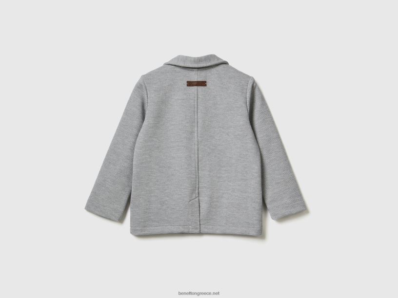μπλέιζερ ιδρώτα με τσέπες J8TLD2109 Benetton παιδιά ανοιχτό γκρι