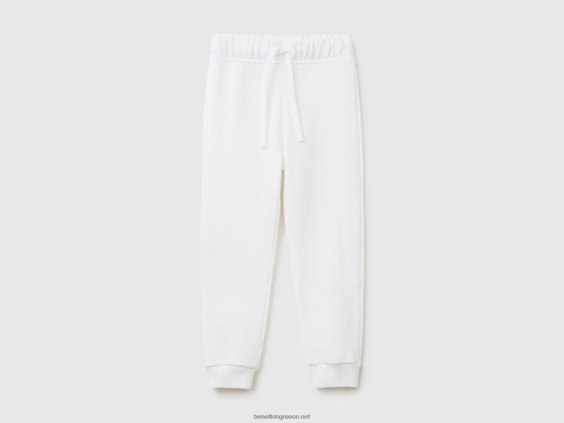 Φούτερ από οργανικό βαμβάκι J8TLD2996 Benetton παιδιά άσπρο