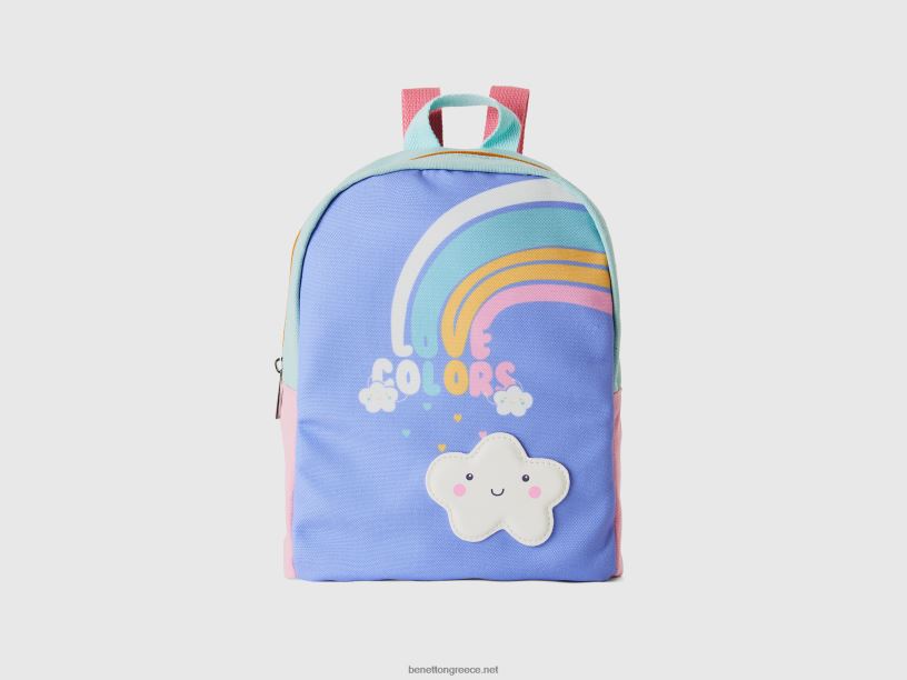 σακίδιο σε βαμβακερό μείγμα με στάμπα J8TLD3060 Benetton παιδιά πολύχρωμο