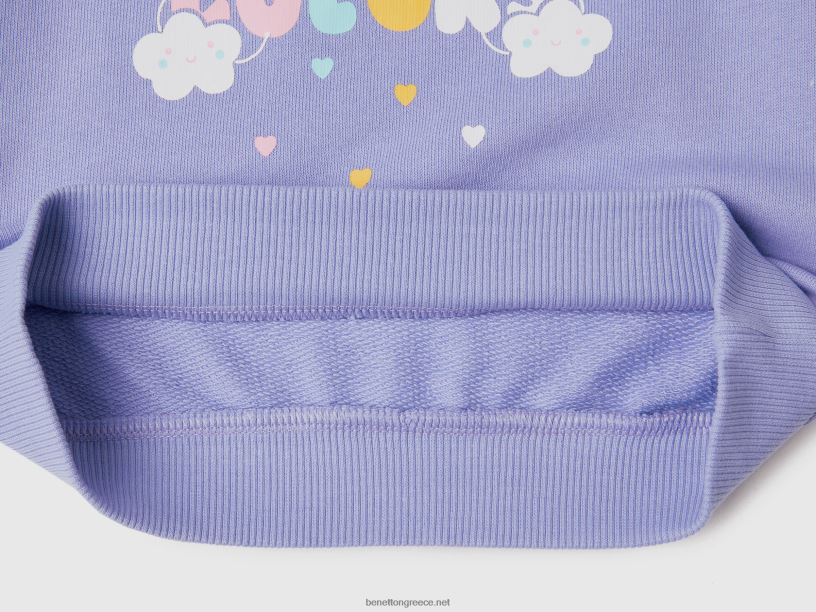 πουλόβερ φούτερ με στάμπα ουράνιου τόξου J8TLD5629 Benetton παιδιά μυρτιά