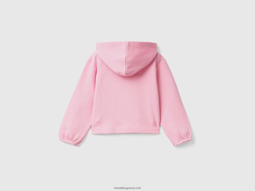 cropped hoodie με κέντημα J8TLD5624 Benetton παιδιά ροζ