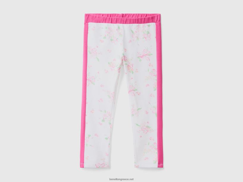 κολάν με φλοράλ στάμπα J8TLD2976 Benetton παιδιά άσπρο