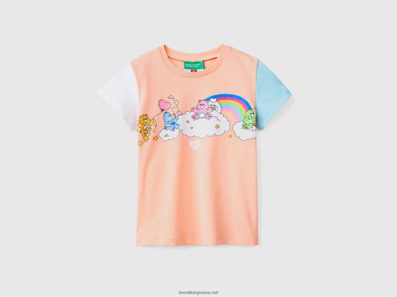 μπλουζάκι μπλοκ μπλοκ φροντίδας J8TLD2887 Benetton παιδιά απαλό ροζ