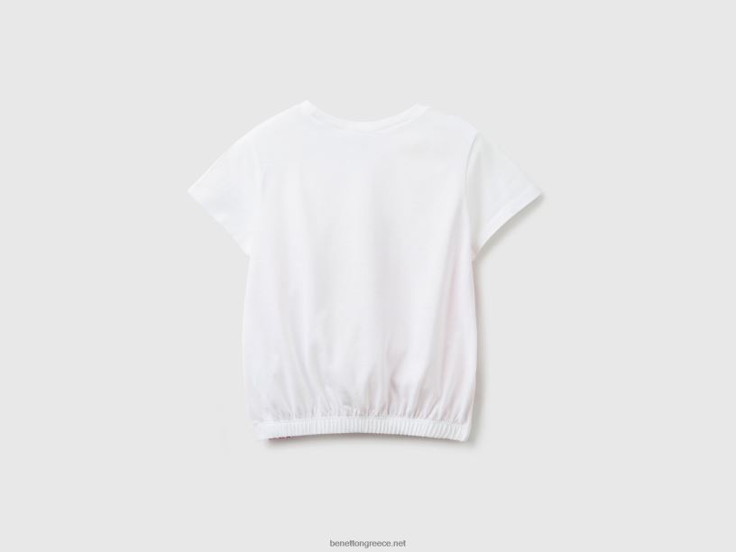 μπλουζάκι φυστίκι με λάστιχο στο κάτω μέρος J8TLD5557 Benetton παιδιά φουξία