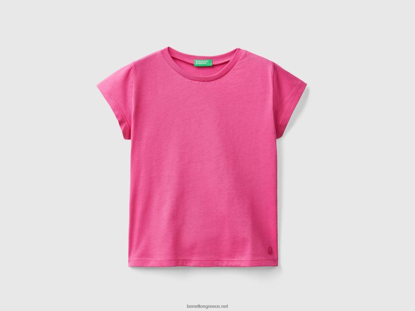 T-shirt από 100% οργανικό βαμβάκι J8TLD5579 Benetton παιδιά φουξία