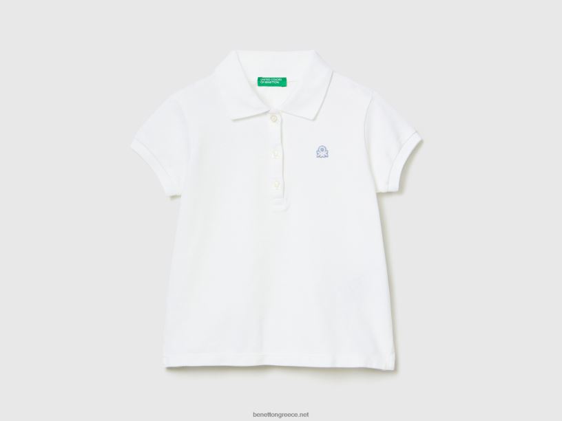 κανονική εφαρμογή πόλο από οργανικό βαμβάκι J8TLD2844 Benetton παιδιά άσπρο