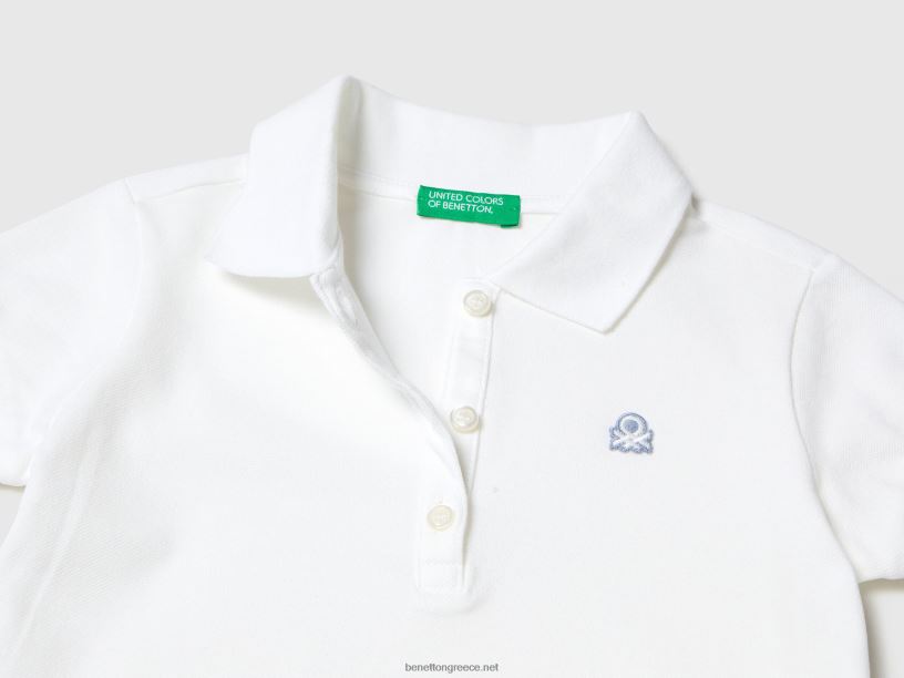κανονική εφαρμογή πόλο από οργανικό βαμβάκι J8TLD2844 Benetton παιδιά άσπρο