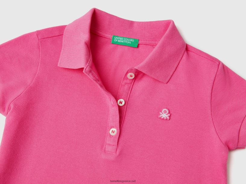 κανονική εφαρμογή πόλο από οργανικό βαμβάκι J8TLD2872 Benetton παιδιά φουξία