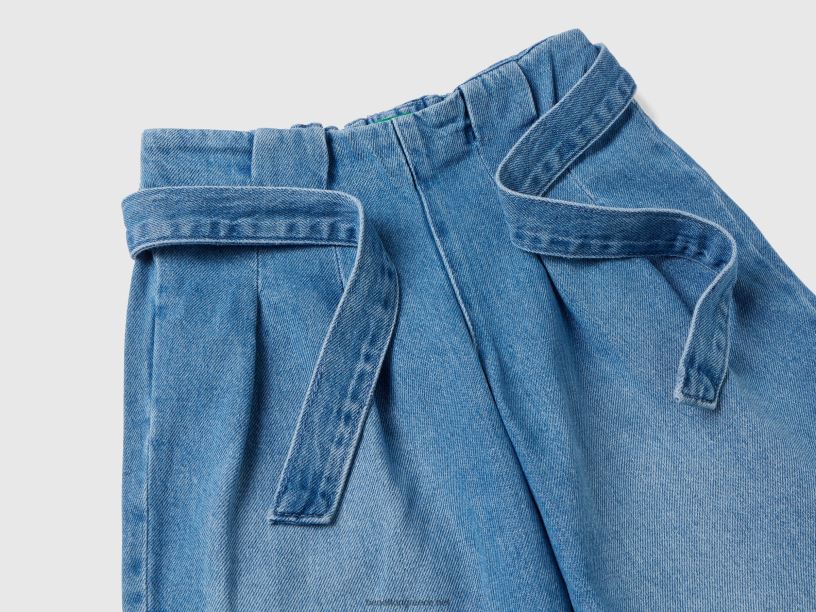 φαρδύ τζιν με φύλλο J8TLD3005 Benetton παιδιά μπλε