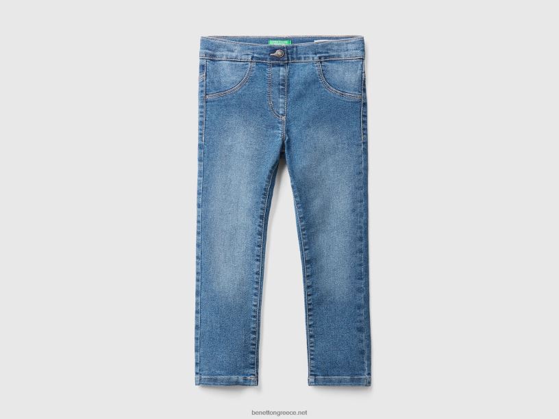 Jegging "eco-recycle" σε μείγμα ελαστικού βαμβακιού J8TLD5712 Benetton παιδιά γαλάζιο